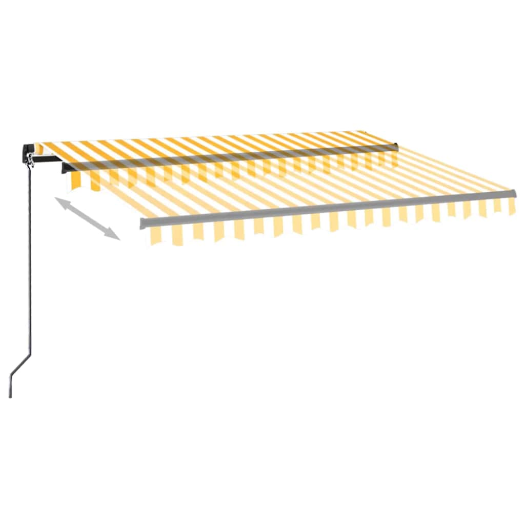 Manually retractable awning, yellow and white, 350x250cm