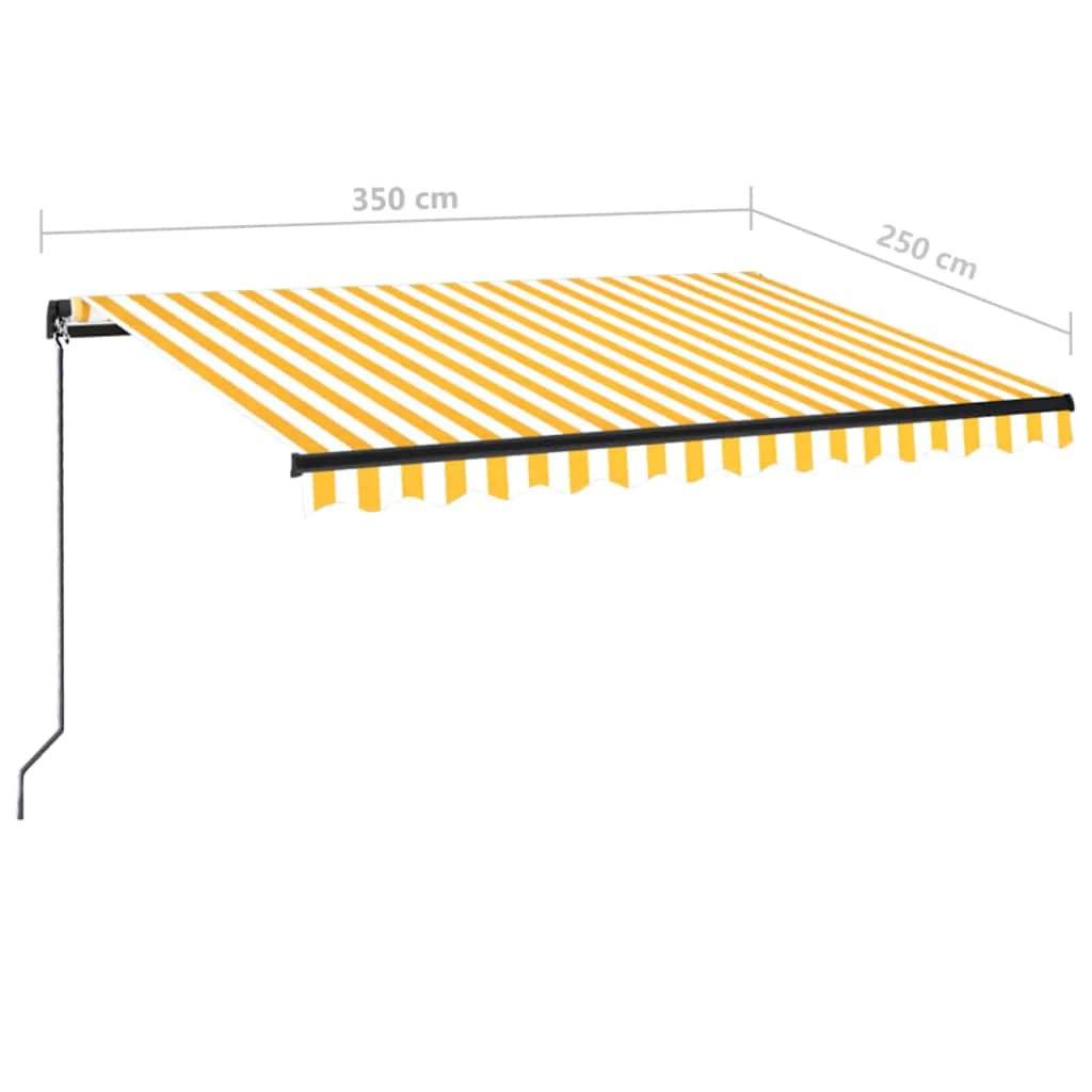 Manually retractable awning, yellow and white, 350x250cm