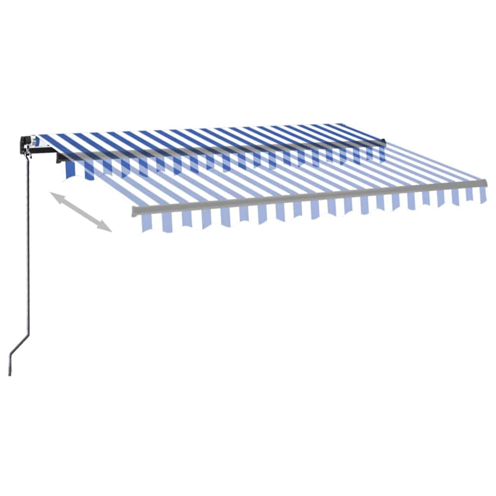 Manual Retractable Awning, blue and white, 350x250cm