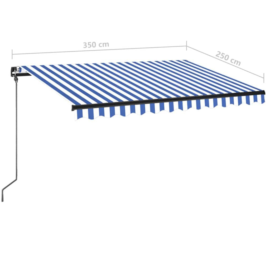 Manual Retractable Awning, blue and white, 350x250cm