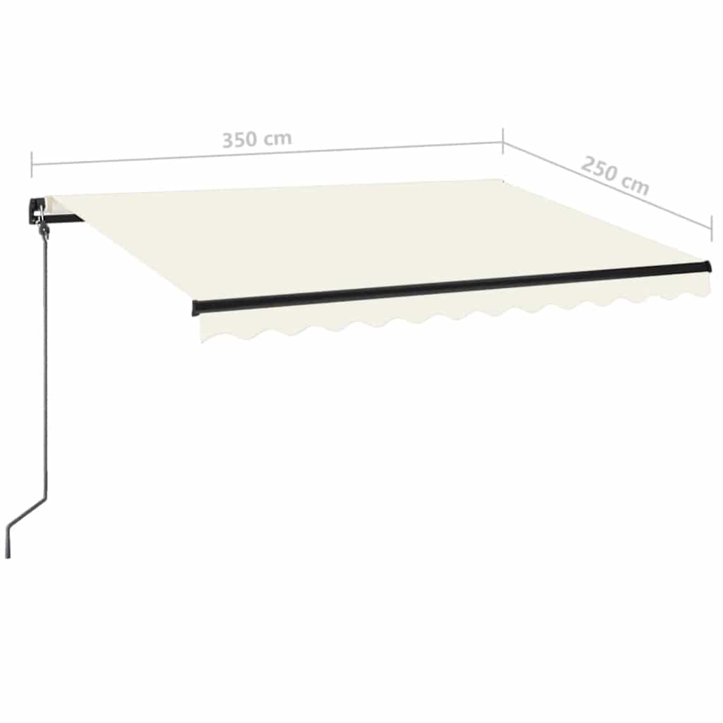 Rankiniu būdu ištraukiama markizė su LED, kreminė, 350x250cm