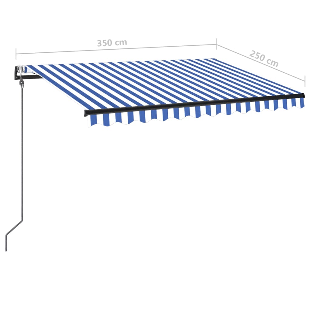 Automatinė ištraukiama markizė, 350x250 cm, mėlyna ir balta