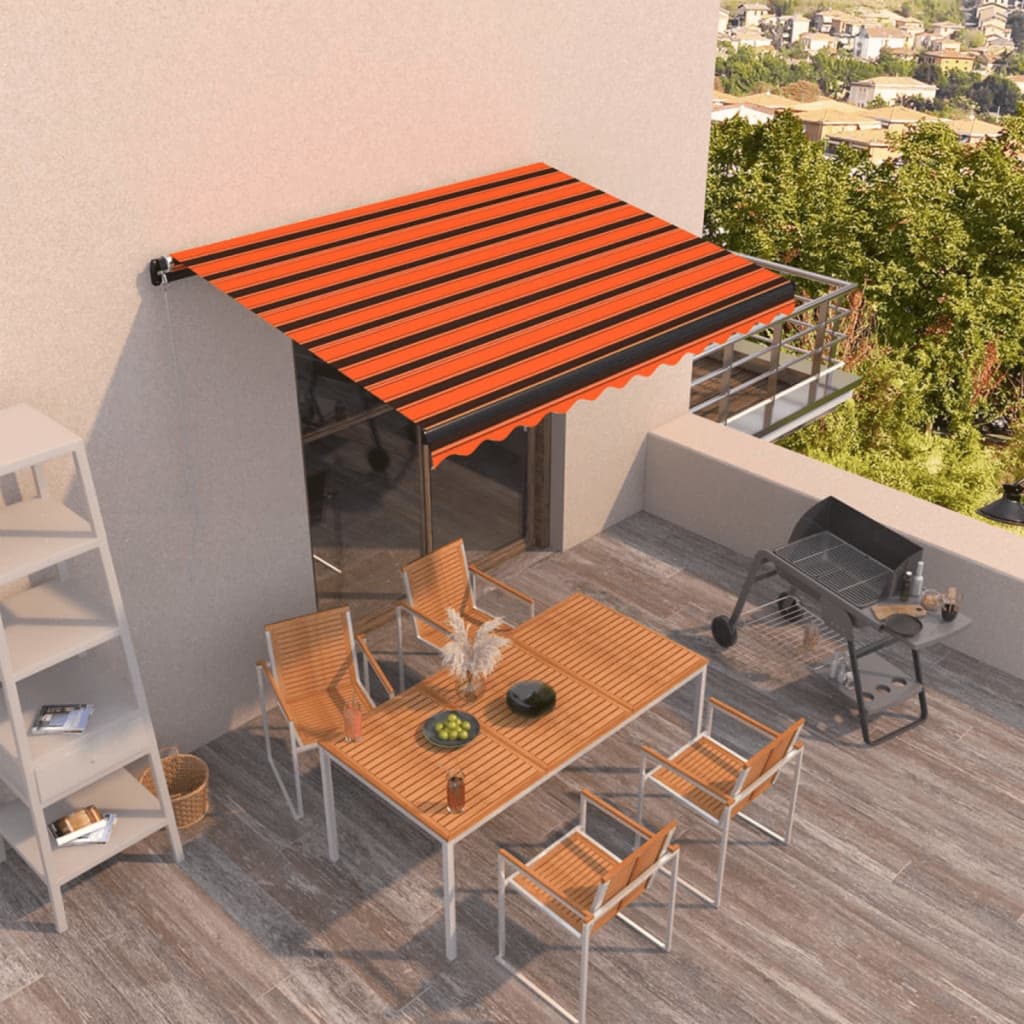 Automatinė ištraukiama markizė, 350x250 cm, oranžinė ir ruda