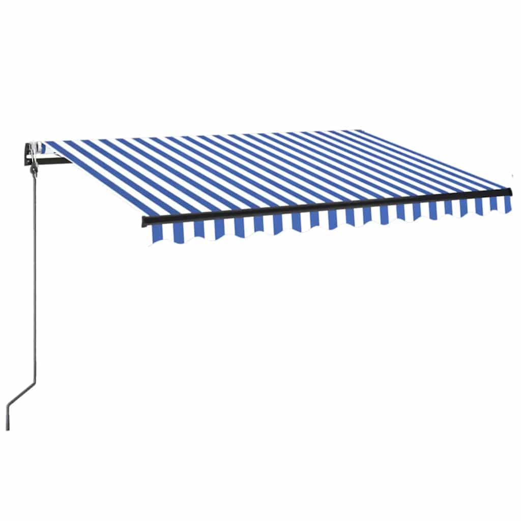 Awning with LED/wind sensor, blue/white, 350x250cm