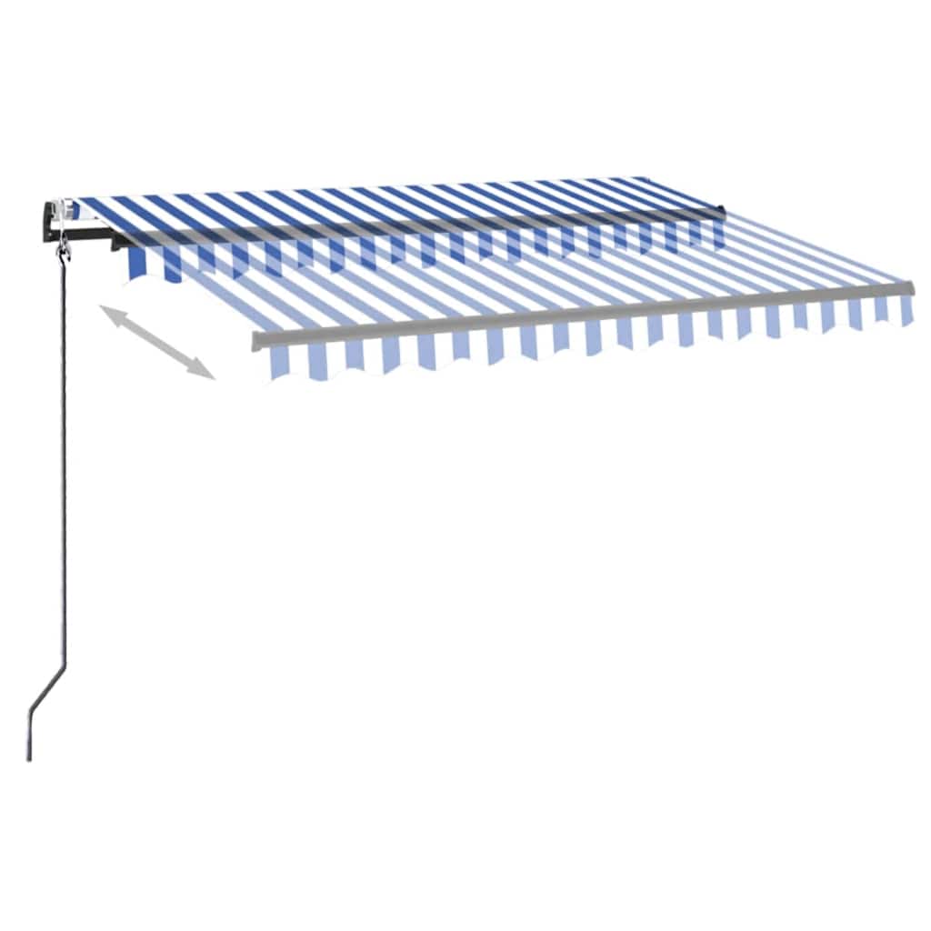 Awning with LED/wind sensor, blue/white, 350x250cm