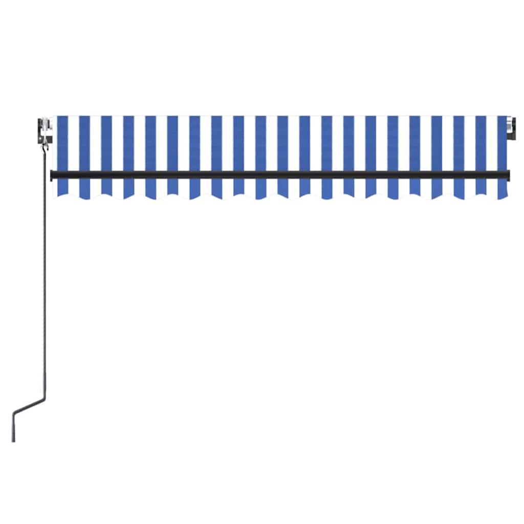 Awning with LED/wind sensor, blue/white, 350x250cm