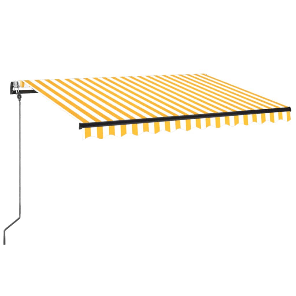 Awning with LED/wind sensor, yellow/white, 350x250cm