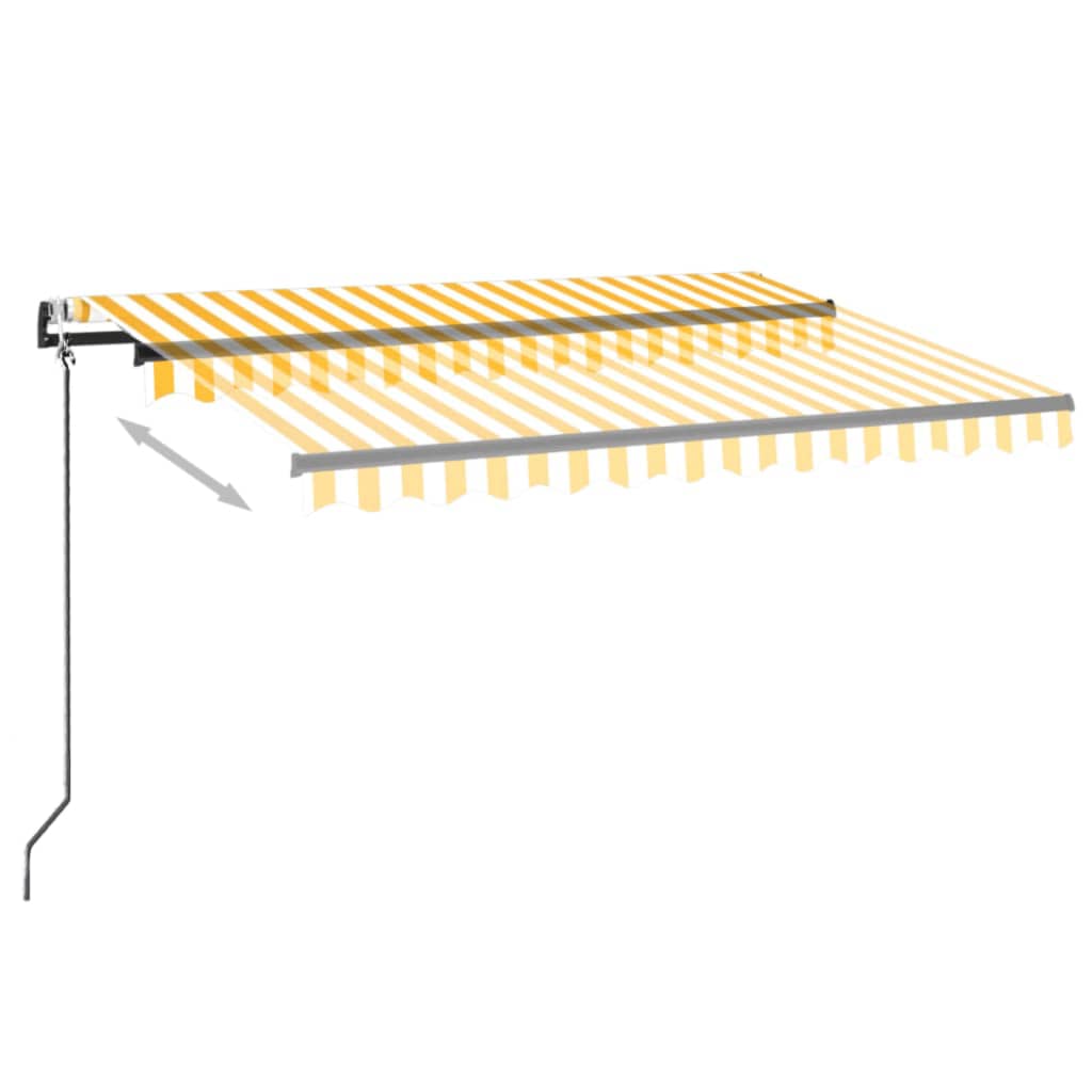 Awning with LED/wind sensor, yellow/white, 350x250cm