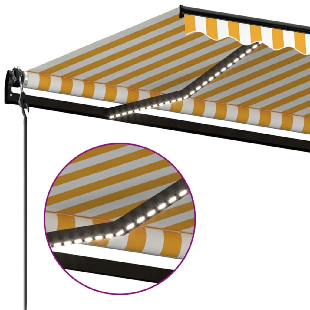 Awning with LED/wind sensor, yellow/white, 350x250cm