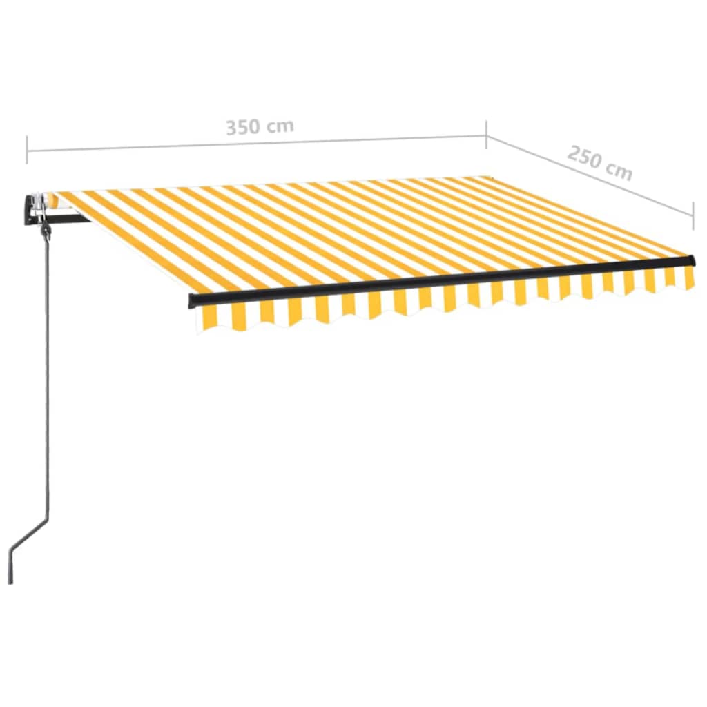 Awning with LED/wind sensor, yellow/white, 350x250cm