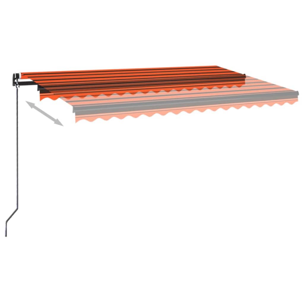 Rankiniu būdu ištraukiama markizė su LED, 400x300 cm, oranžinė ir ruda