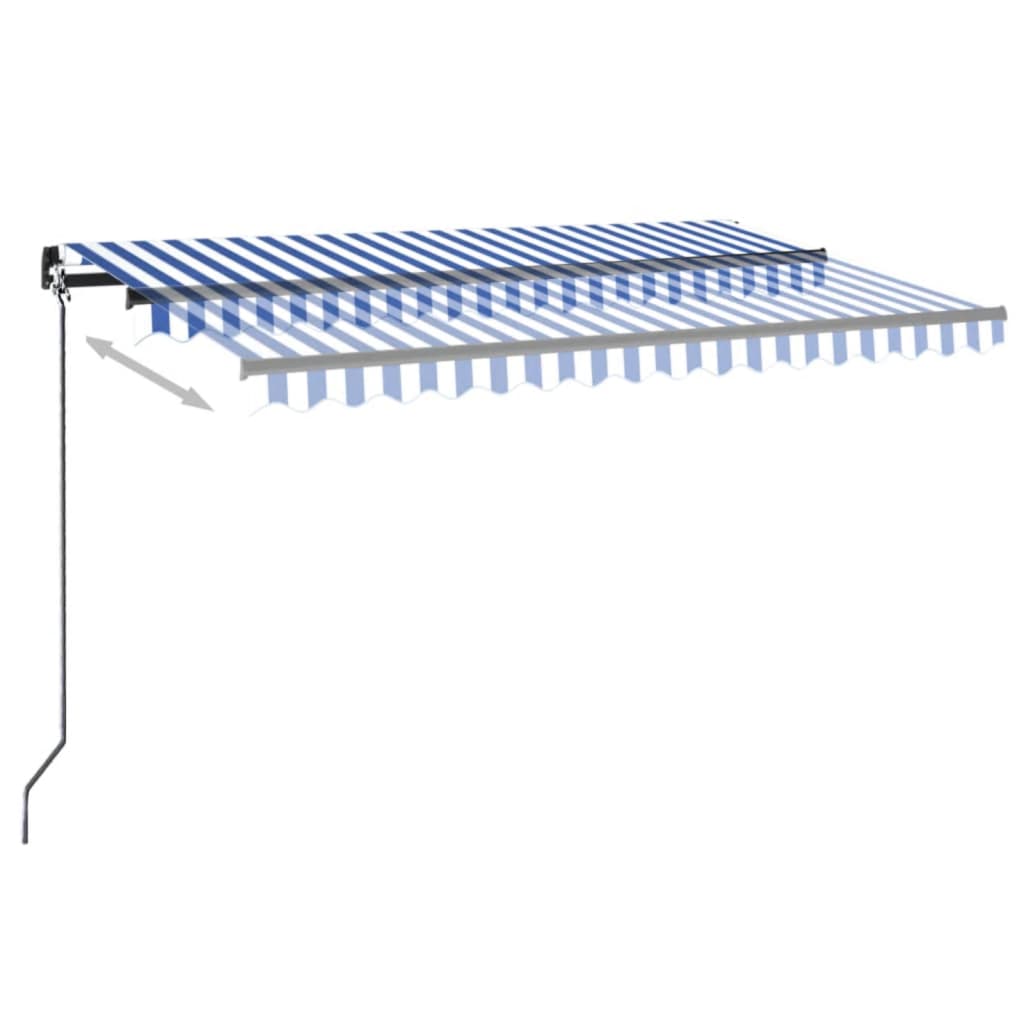 Awning with LED/wind sensor, blue/white, 400x300cm