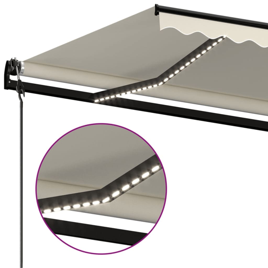 Automatinė markizė su LED/vėjo jutikliu, kreminė, 400x300cm