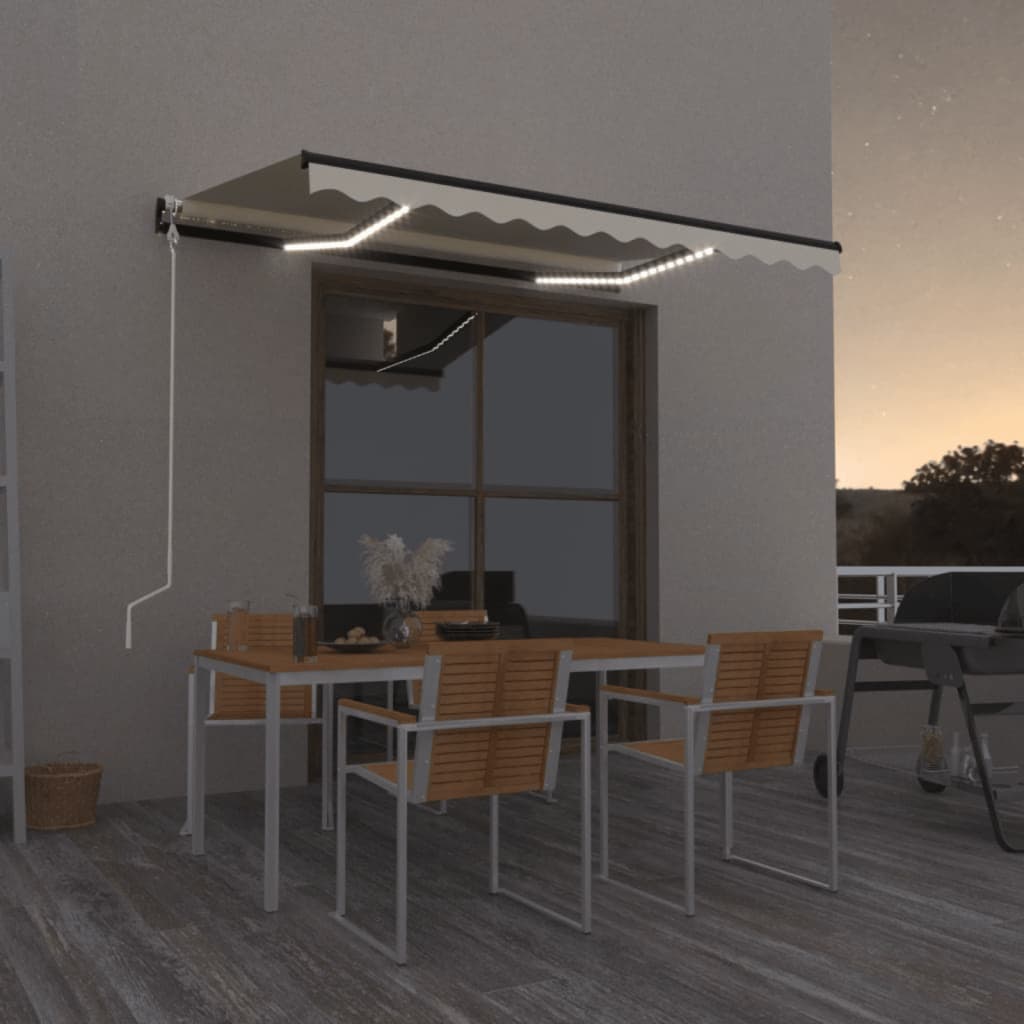 Automatinė markizė su LED/vėjo jutikliu, kreminė, 400x300cm