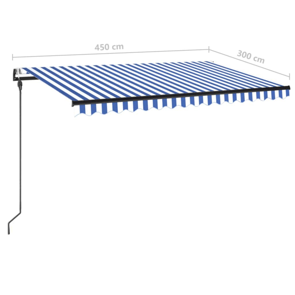 Automatinė ištraukiama markizė, 450x300 cm, mėlyna ir balta