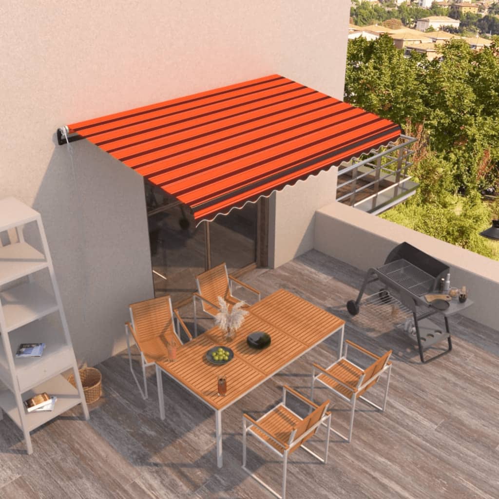 Automatinė ištraukiama markizė, 450x300 cm, oranžinė ir ruda