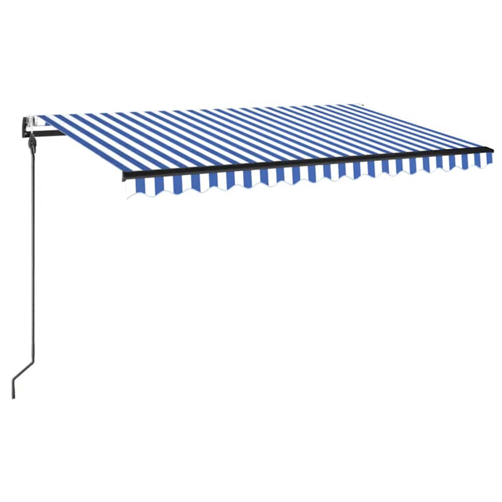Awning with LED/wind sensor, blue/white, 450x300cm