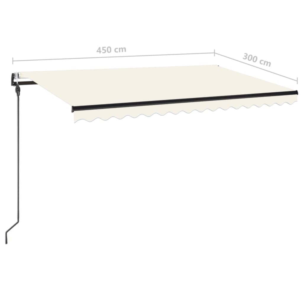 Automātiskā markīze ar LED/vēja sensoru, krēmkrāsas, 450x300cm
