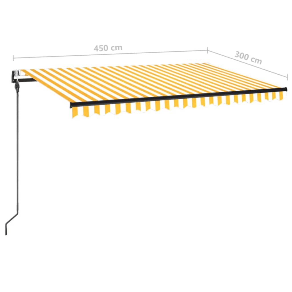 Awning with LED/wind sensor, yellow/white, 450x300cm