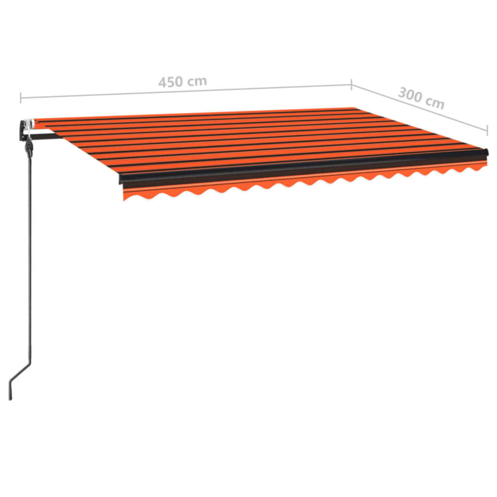 Markizė su LED/vėjo jutikliu, oranžinė/ruda, 450x300cm