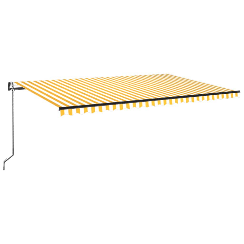 Markīze ar LED/vēja sensoru, dzeltena/balta, 500x300cm