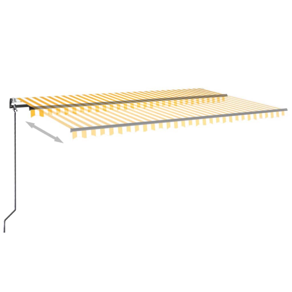 Markīze ar LED/vēja sensoru, dzeltena/balta, 500x300cm