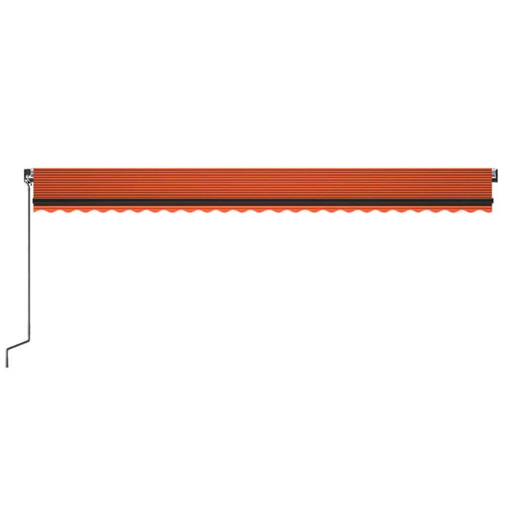Rankiniu būdu ištraukiama markizė su LED, 600x300 cm, oranžinė ir ruda