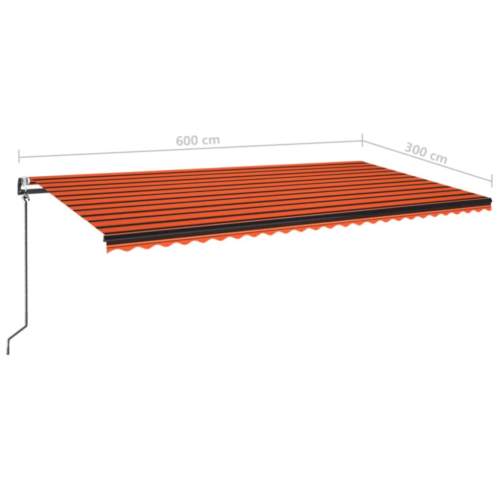 Automatinė ištraukiama markizė, 600x300 cm, oranžinė ir ruda