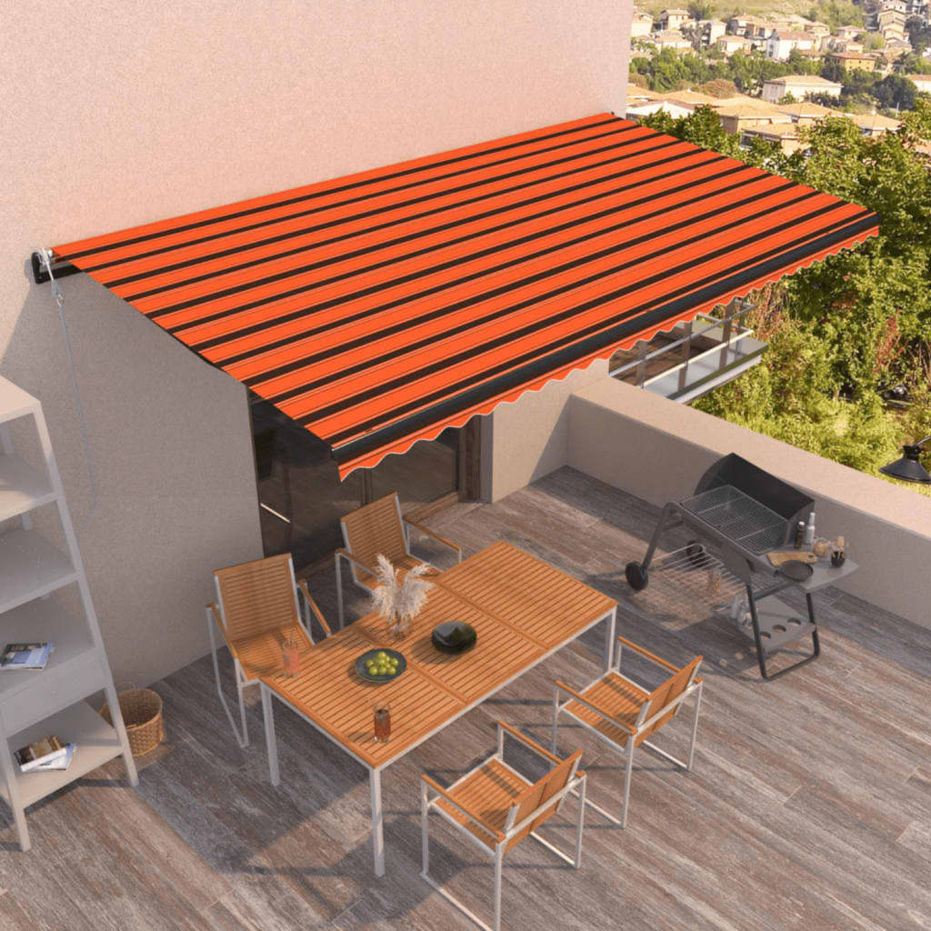 Automatinė ištraukiama markizė, 600x300 cm, oranžinė ir ruda