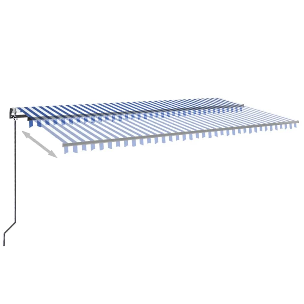 Awning with LED/wind sensor, blue/white, 600x300cm