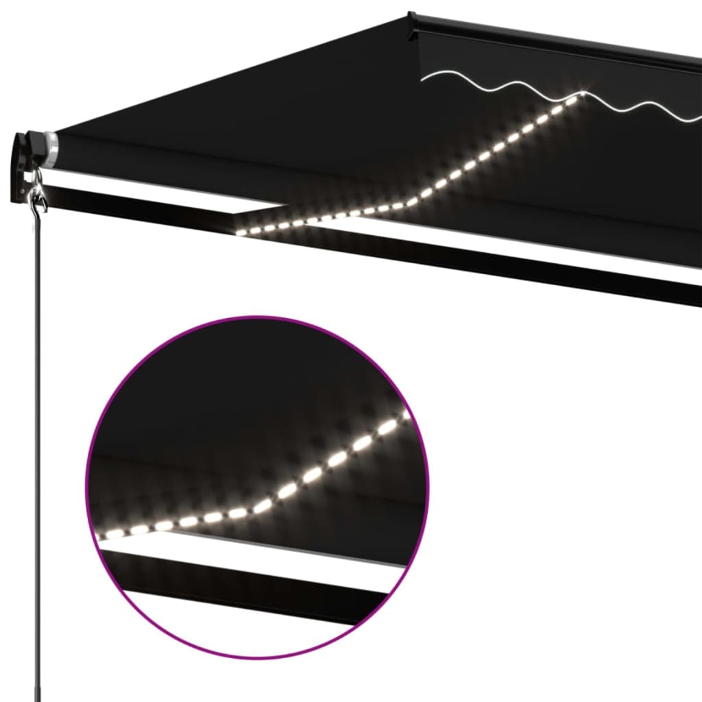 Manually Retractable Awning with LED, anthracite, 400x350cm