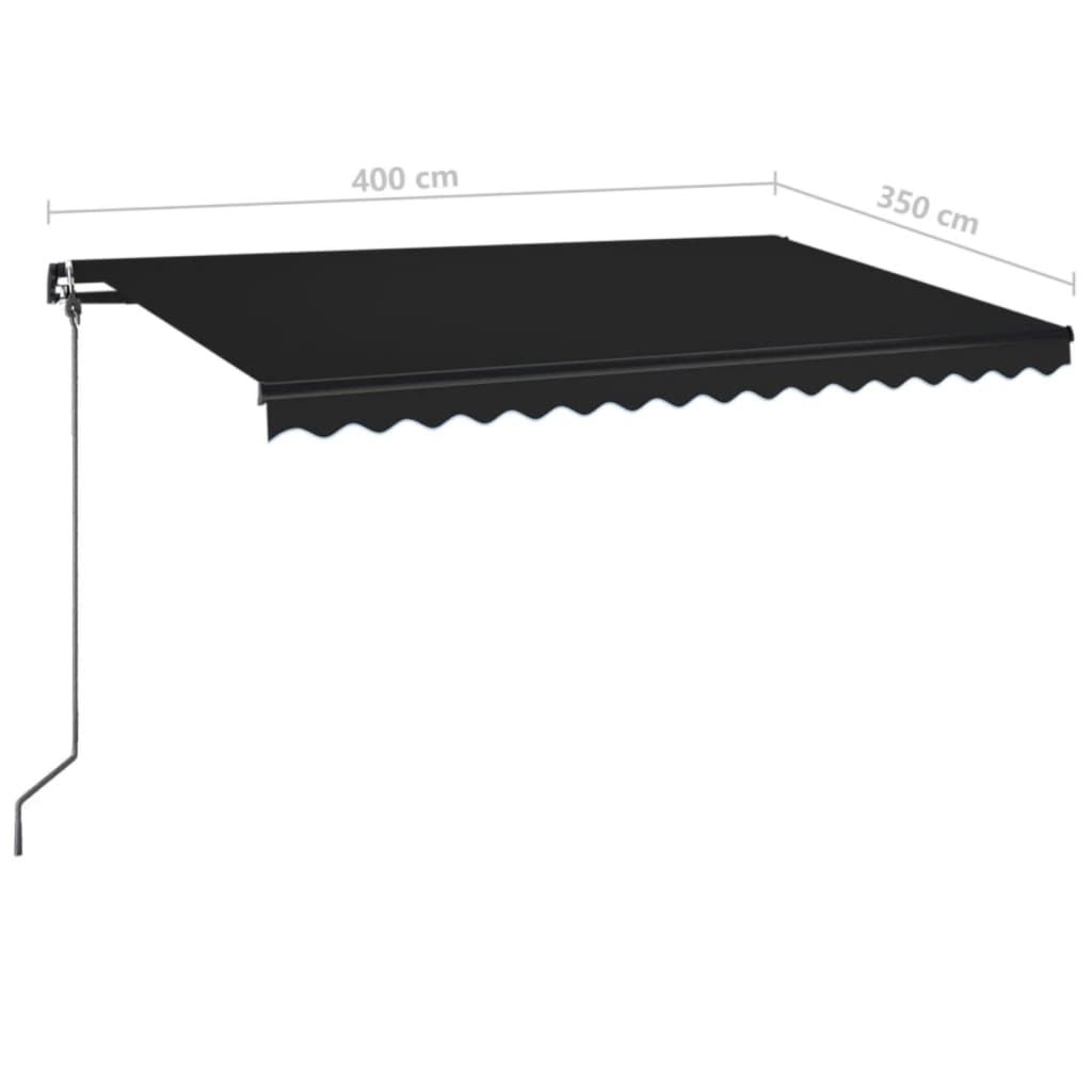 Manually Retractable Awning with LED, anthracite, 400x350cm