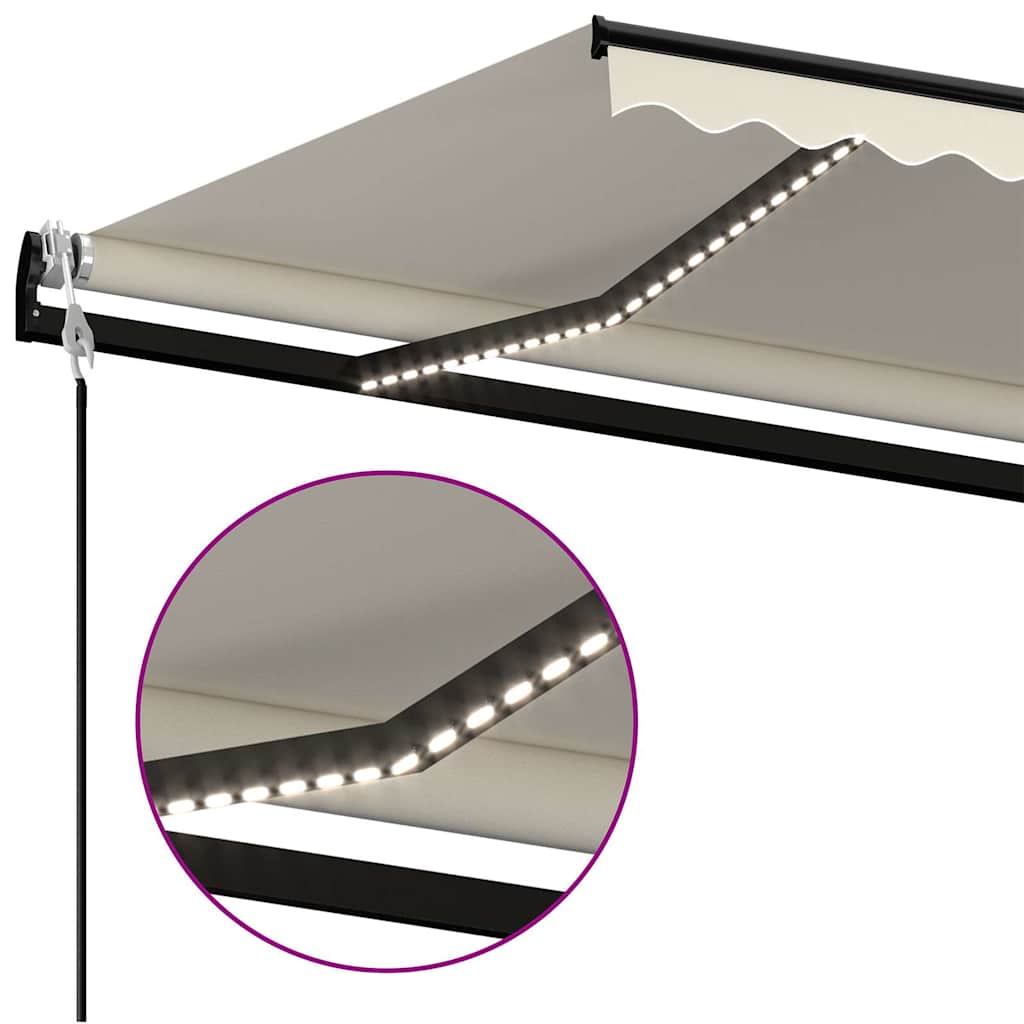 Elektrinė markizė su LED ir jutikliu 4 x 3,5 m Kreminė
