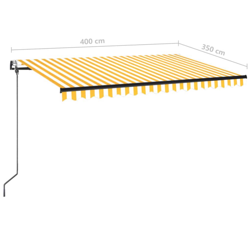 Awning with LED/wind sensor, yellow/white, 400x350cm