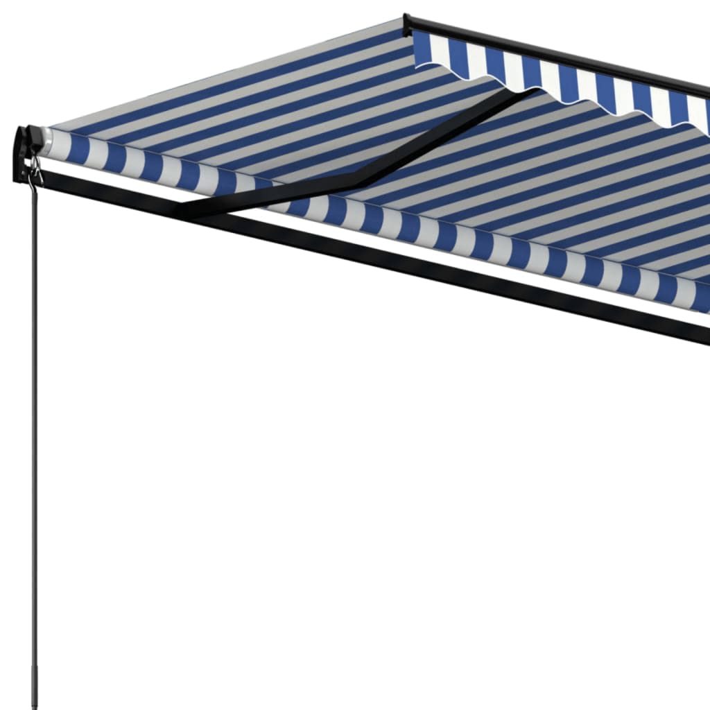 Manuāli izvelkama markīze, zila un balta, 450x350cm