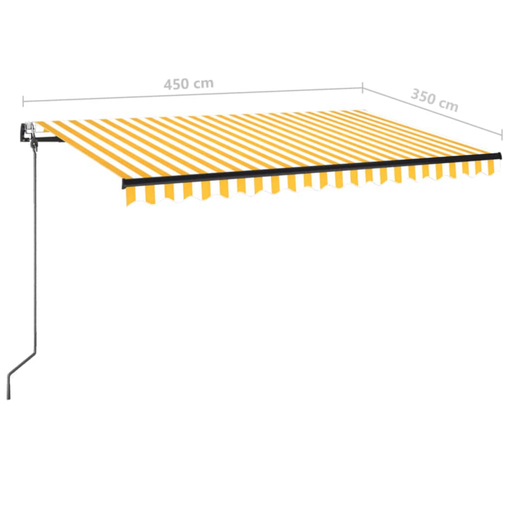 Markizė su LED/vėjo jutikliu, geltona/balta, 450x350cm