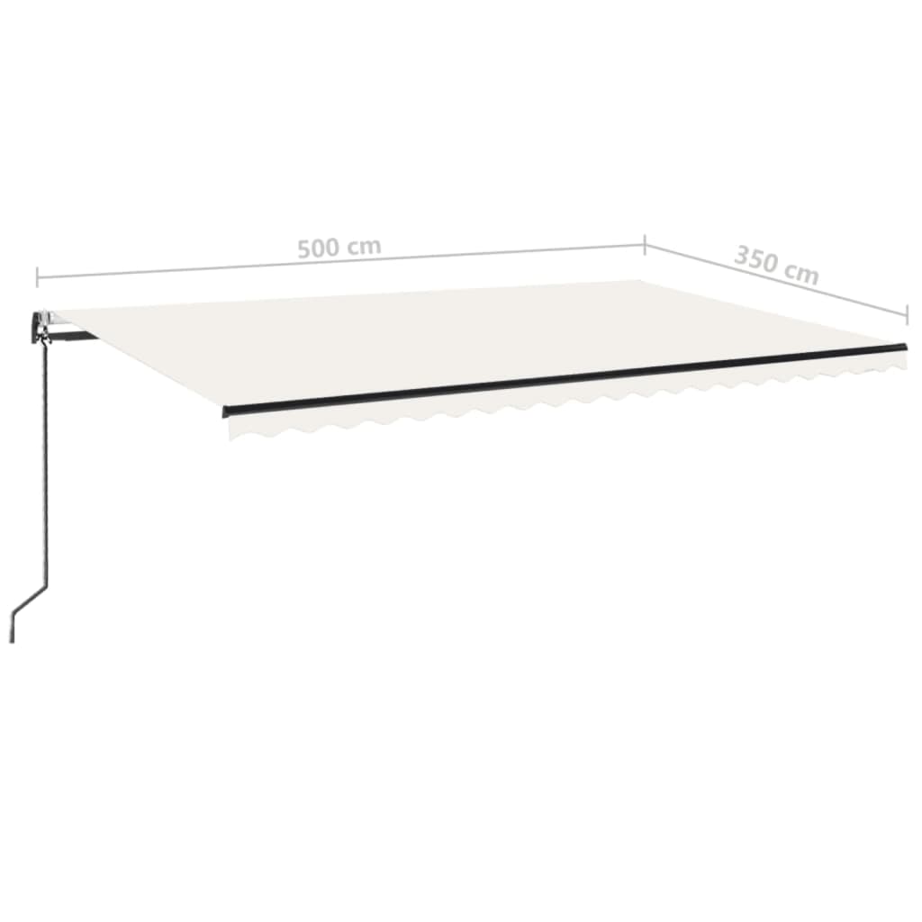 Automātiska markīze ar LED/vēja sensoru, krēmkrāsas, 500x350cm