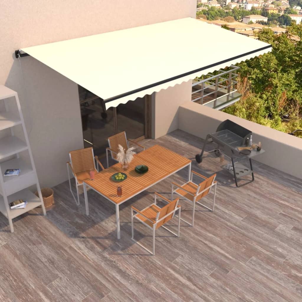 Manually retractable awning, cream, 600x350cm