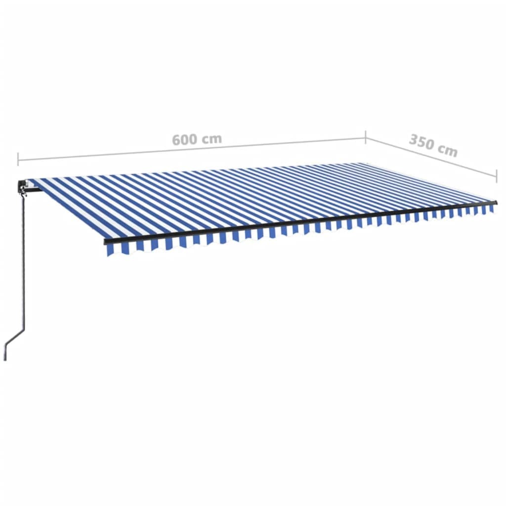 Manual Retractable Awning, blue and white, 600x350cm