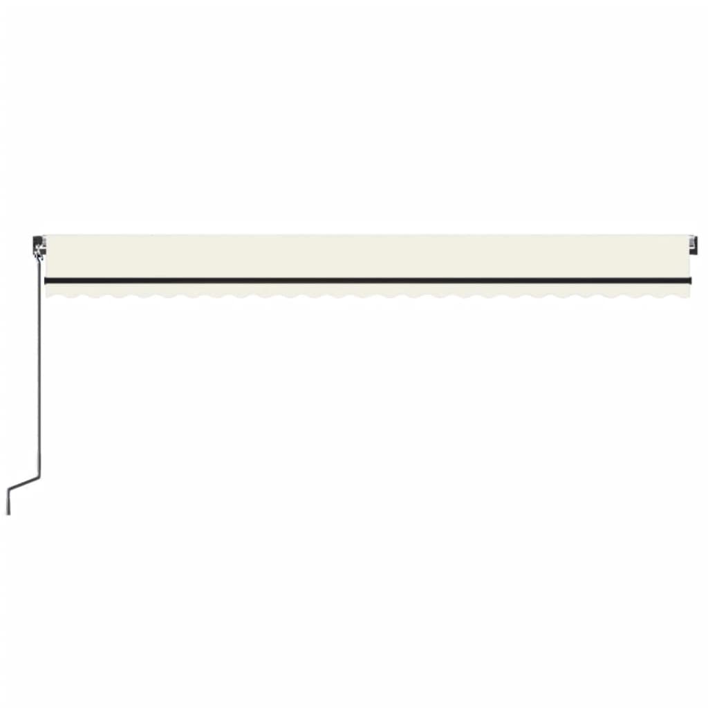 Manuāli izvelkama markīze ar LED, krēmkrāsas, 600x350 cm
