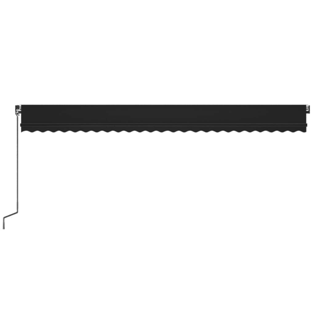 Manual pull-out awning with LED, anthracite, 600x350cm