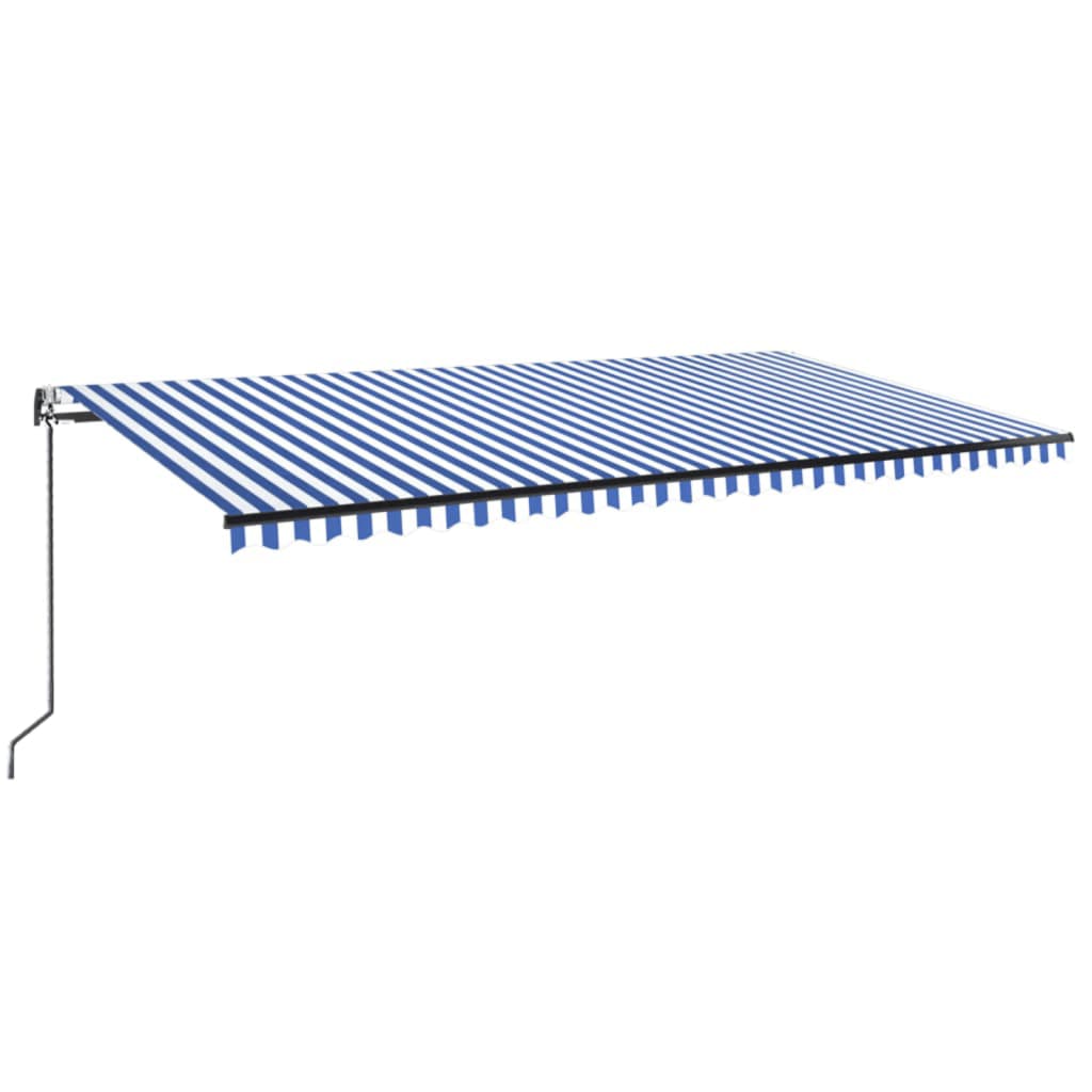 Awning with LED/wind sensor, blue/white, 600x350cm