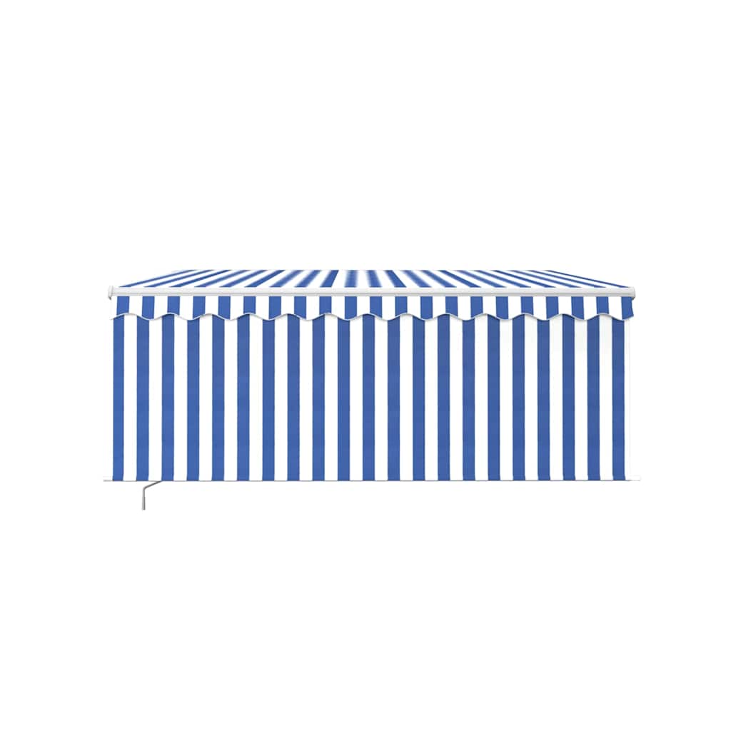 Manually Retractable Awning, Blue and White, 3x2.5m