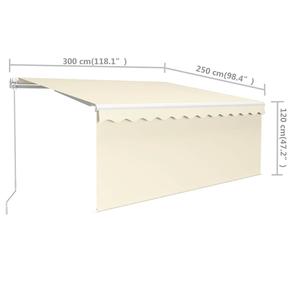 Rankiniu būdu ištraukiama markizė, kreminė ir balta, 3x2,5m