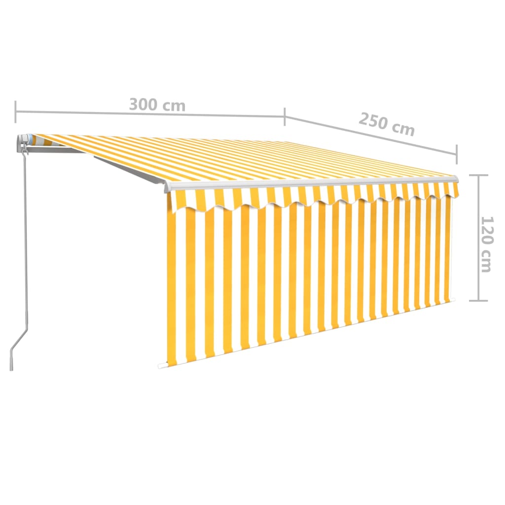 Manuāli izvelkama markīze, dzeltenbalta, 3x2,5 m