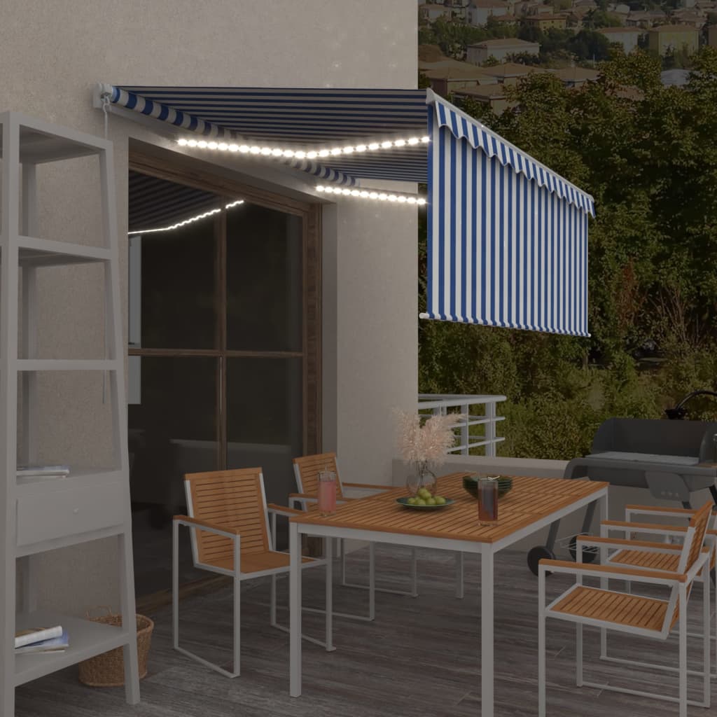Rankiniu būdu ištraukiama markizė, mėlyna ir balta, 3x2,5m