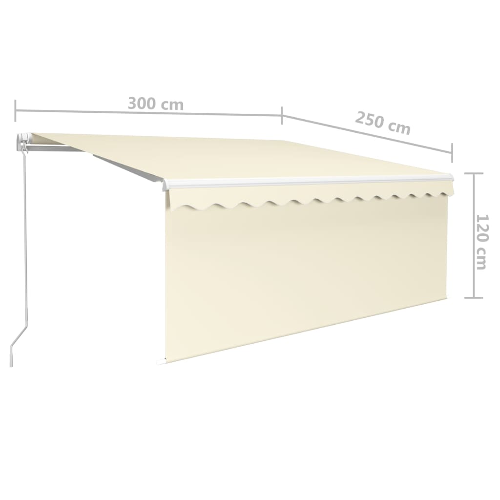 Rankiniu būdu ištraukiama markizė, kreminė ir balta, 3x2,5m