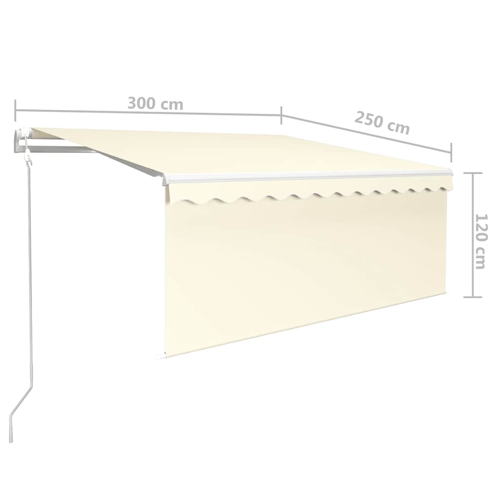 Markizė su uždanga/LED/vėjo jutikliu, kreminė, 3x2,5m