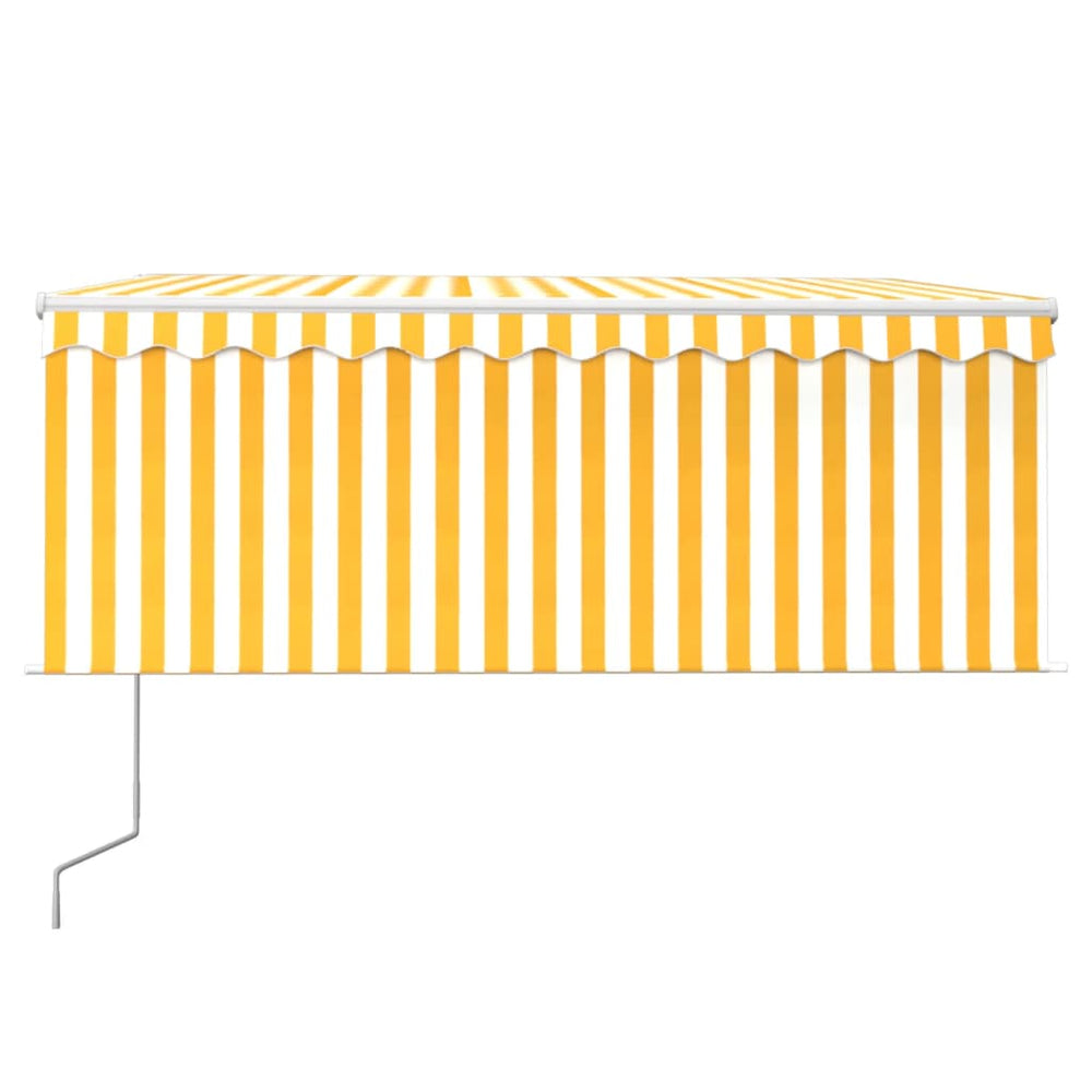 Markizė su uždanga/LED/vėjo jutikliu, geltona/balta, 3x2,5m