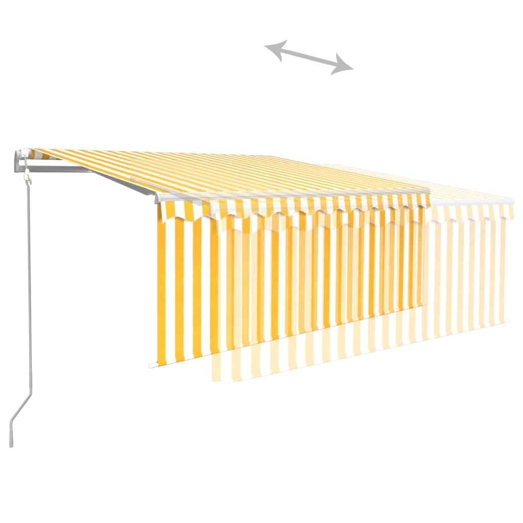 Markizė su uždanga/LED/vėjo jutikliu, geltona/balta, 3x2,5m